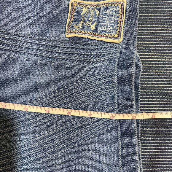 Blue Willi's Knit Denim Jacket Women XL Boho Western Zip Y2K Cottagecore Rare - Picture 7 of 8
